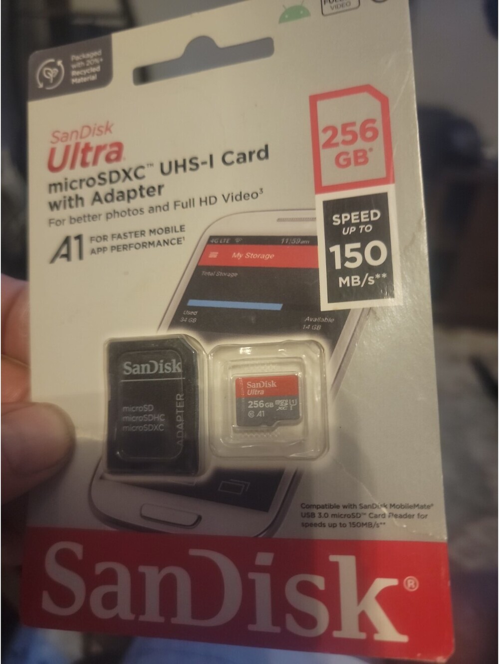 SanDisk Ultra 256GB MicroSDXC UHS-I Memory Card Adapter 150M